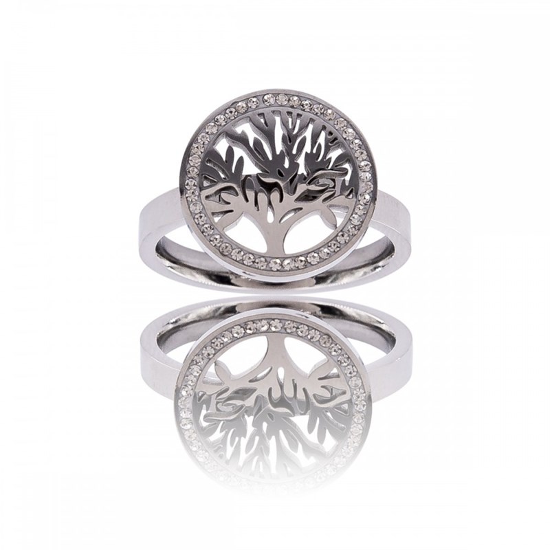 Bague Femme Acier Ornée Zirconium