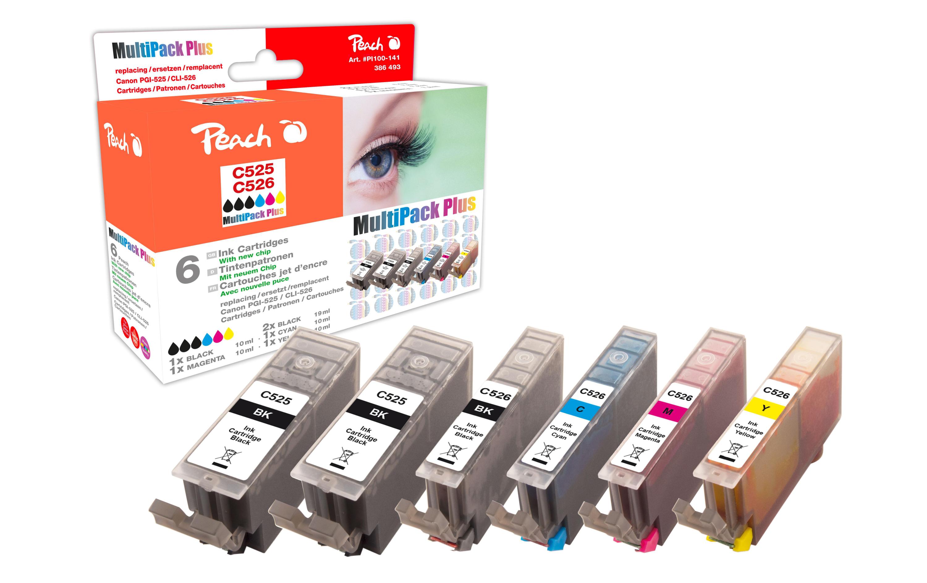 Tintenset Canon CLI-526/PGI-525 BK/C/M/YDruckerpatrone: Schwarz, Cyan, Magenta und Gelb