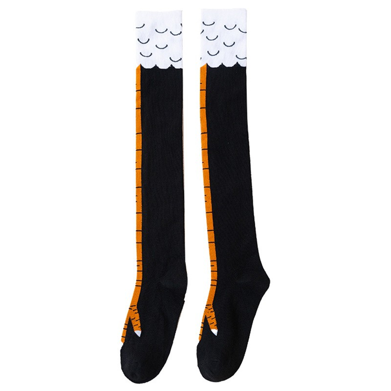 (1 Paar) Lustige Tierfüsse Socken Over Knee Strümpfe (One Size) - Chicken