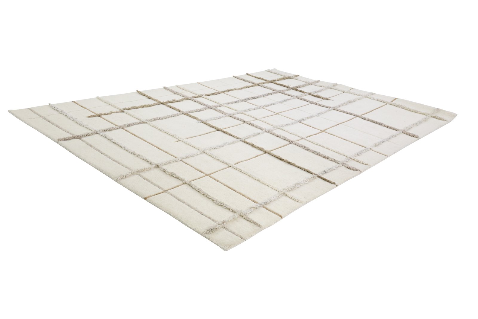 Tofino gulvteppe 160x230 Hvit/beige 160x230cm håndlaget 91% ull ,3% bambus + 3% jute + 3% flex med bomull bakside