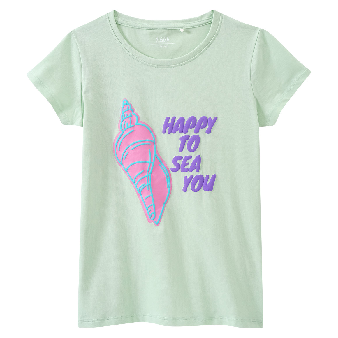 Yigga Mädchen T-Shirt mit Puff-Print hellgrün