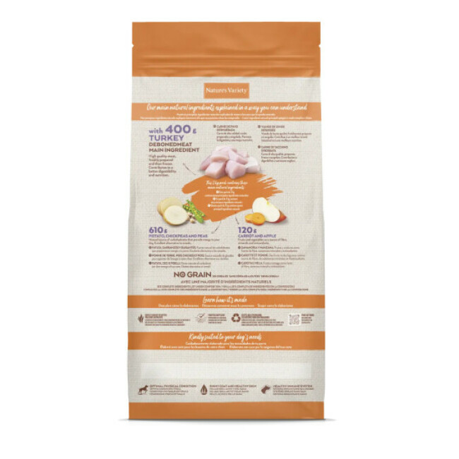 Croquettes sans céréales pour chien Nature's Variety Original Medium Maxi Adult Dinde
