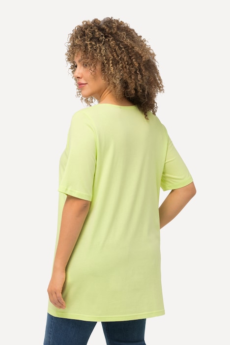 T-Shirt, Zierfalten, A-Linie, Rundhals, Halbarm, Modal