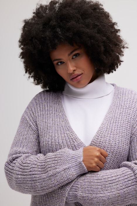 Strickjacke, Metallic-Effekt, Oversized, Patentstrick