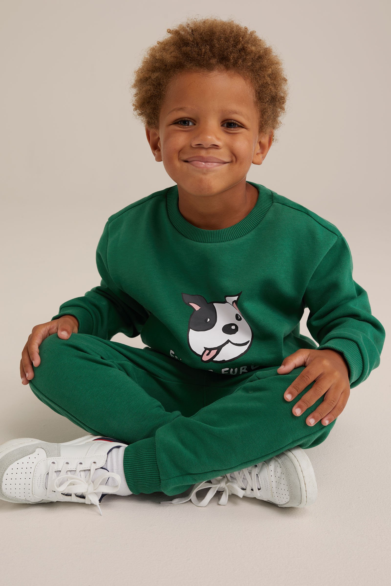 Jongens sweater met opdruk WE Fashion Groen