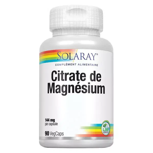 Cápsulas vegetais de citrato de magnésio Solaray, 90 unidades