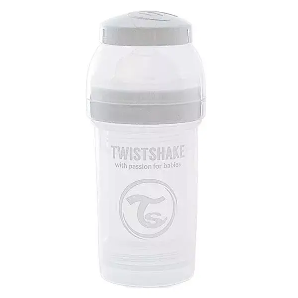 Mamadeira anticólica Twistshake branca +0m 180ml