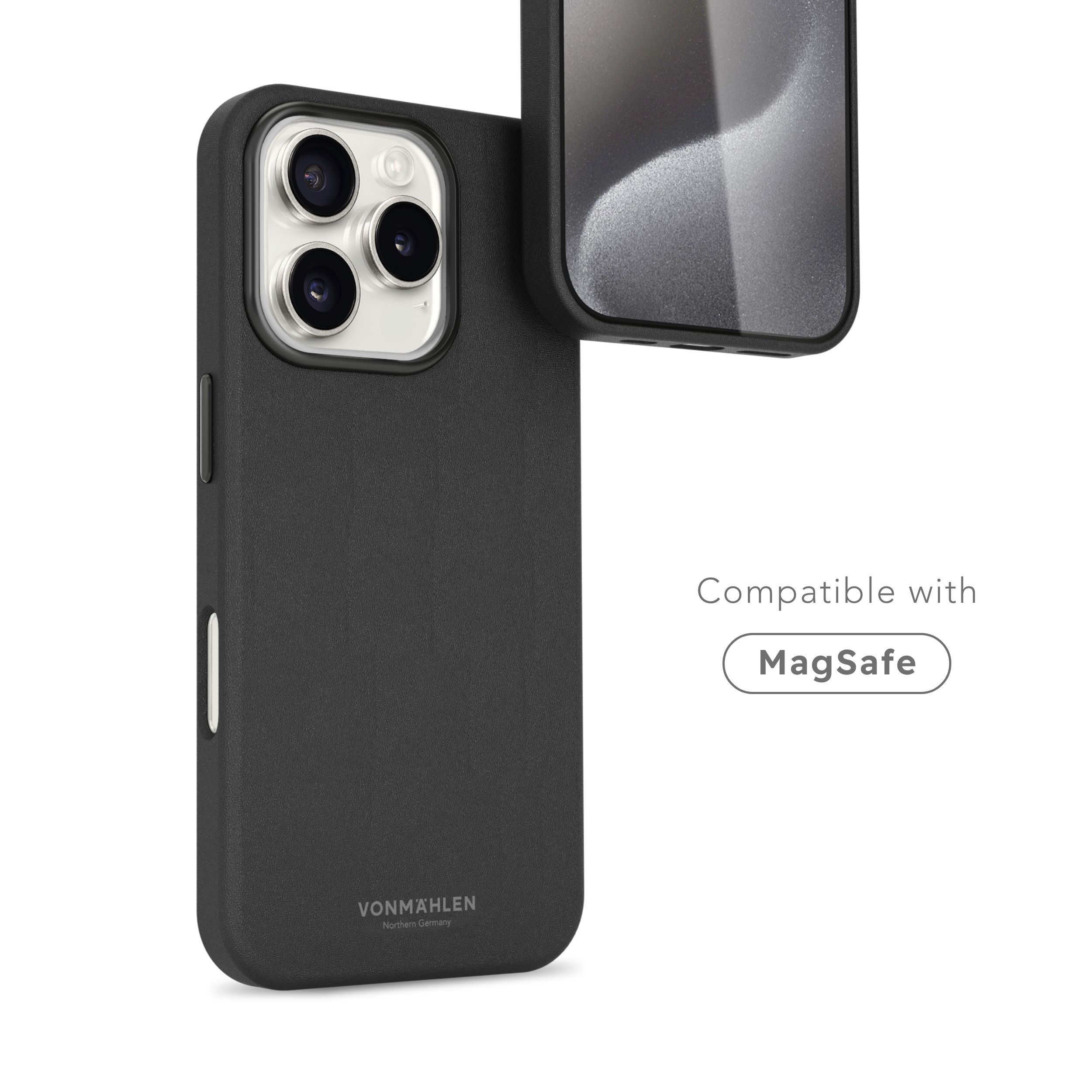 iPhone 16 Pro MagSafe Schutzhülle Like Leather Case aus Recycelten Materialien (ELC00003) - Schwarz