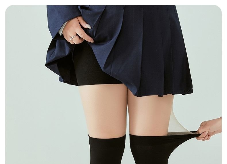 uliaque - Plus Size Mock Two-Piece Two Tone Tights