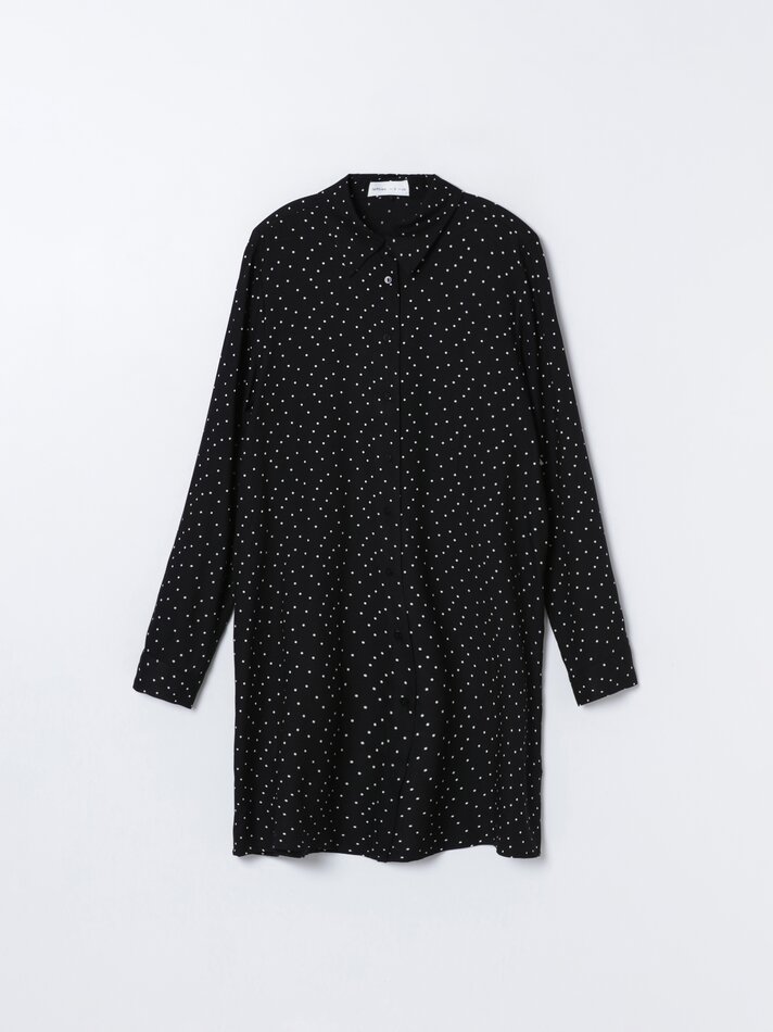 Vestido camisa com gravata - Preto