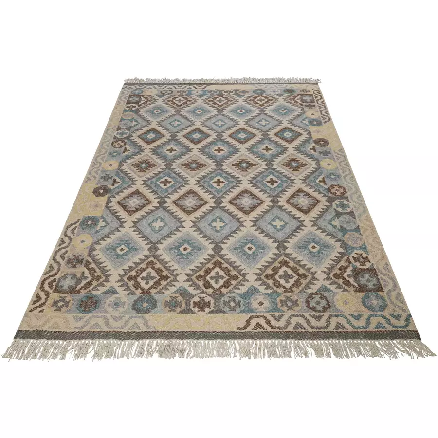 Green Looop Handweb-Teppich Migny blau
