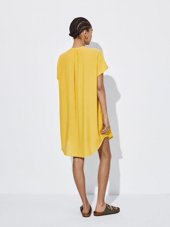 Vestido camisa fluido - Amarelo