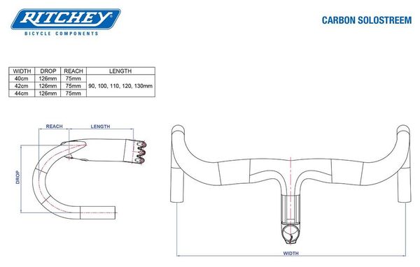 Combo Cintre Potence Ritchey WCS Carbone Solostreem 440 mm Noir