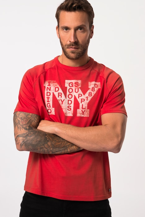 T-Shirt, Raglan-Halbarm, Brust-Print, Rundhals, bis 8 XL