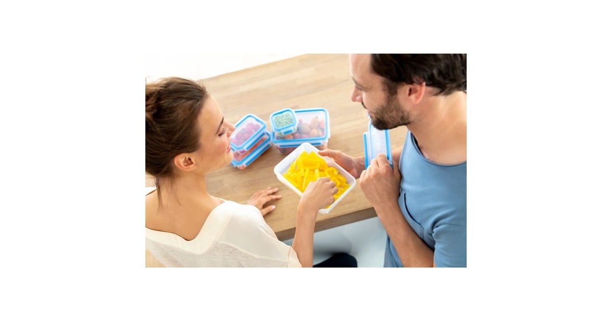 EmsaClip & Close vershoudbakjes 0,55 L doos  (Transparant/blauw, 3 stuks, rechthoekig)