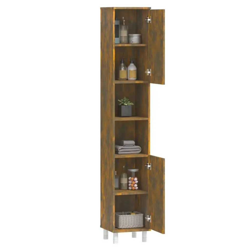 vidaXL - Kolomkast met 2 deuren - Gerookt eiken - Bewerkt hout - 30x30x179 cm