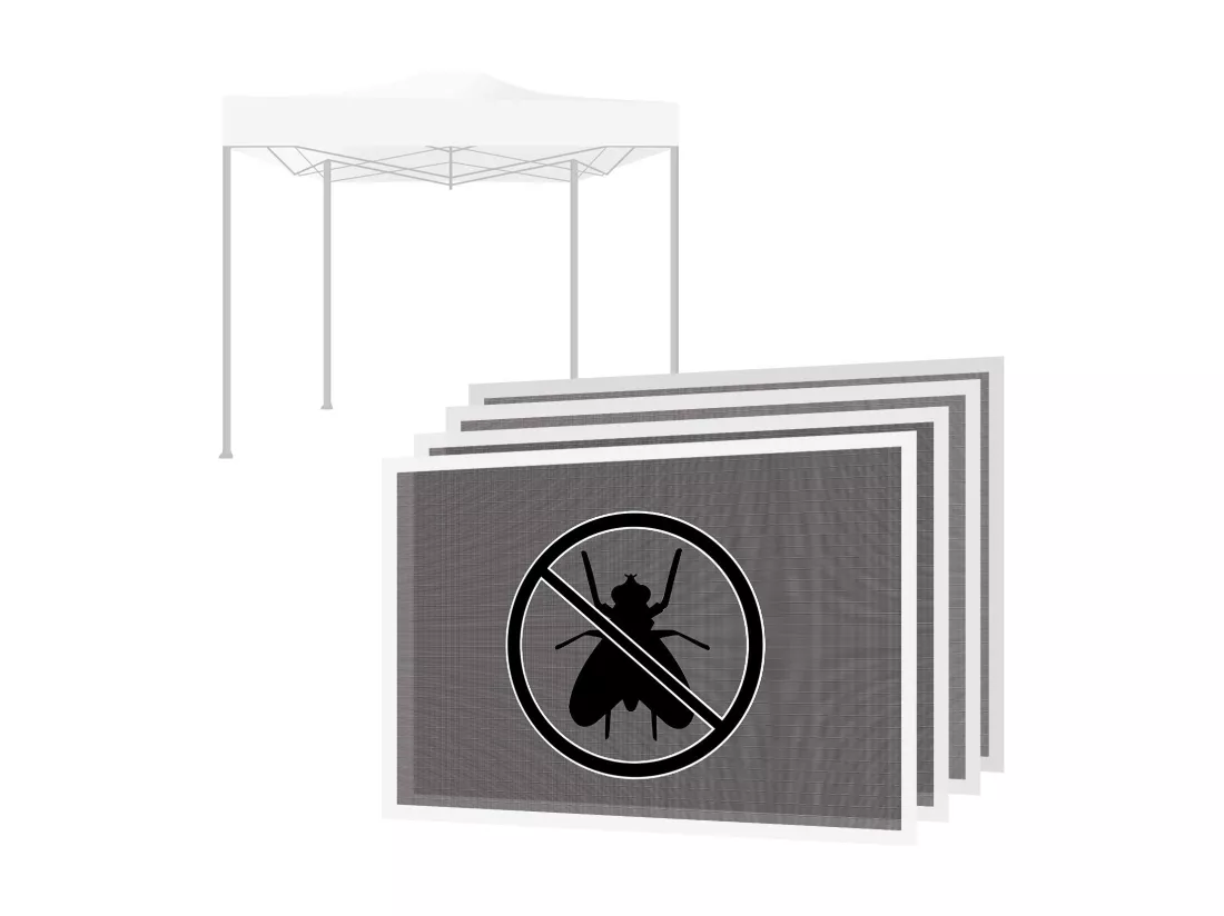 Jeu de 4 moustiquaires pour gazebo de jardin 3x3 M Jeu de 4 moustiquaires avec système d'arrachage. 300X300X200H CM Blanc