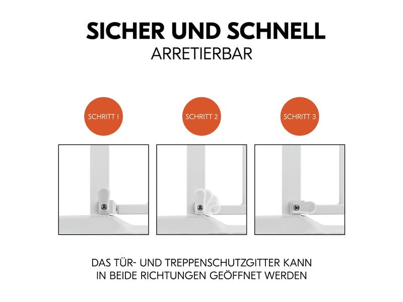 Hauck Türschutzgitter Clear Step 2 Weiss 75 cm - 80 cm Barrierefreies, manuell schliessendes Tür- und Treppenschutzgitter-Set