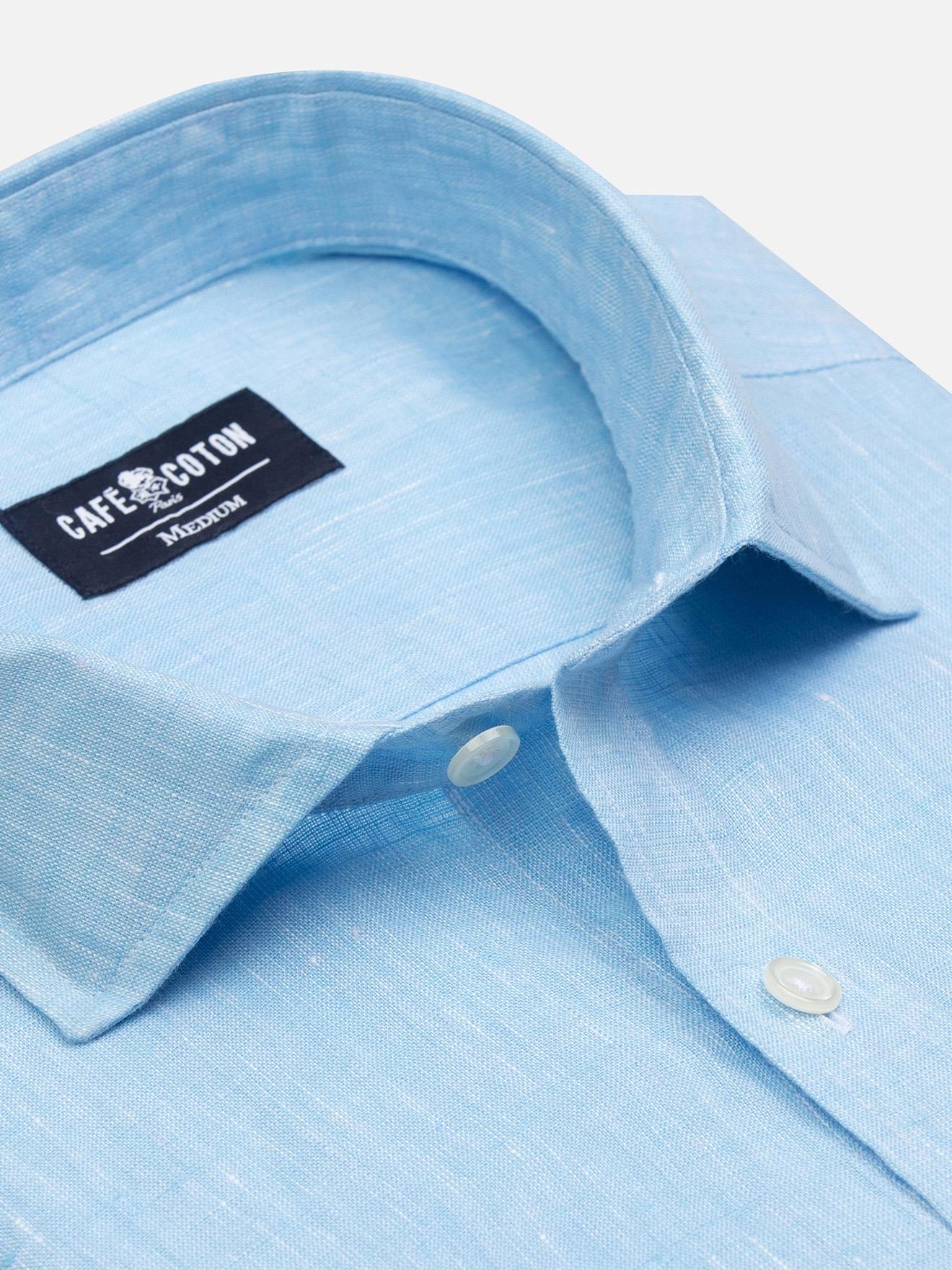Chemise Olaf en lin turquoise
