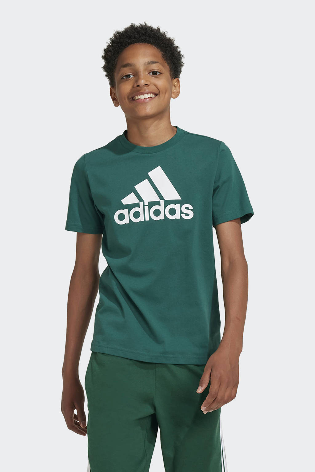 adidas T-shirt met logo groen/wit