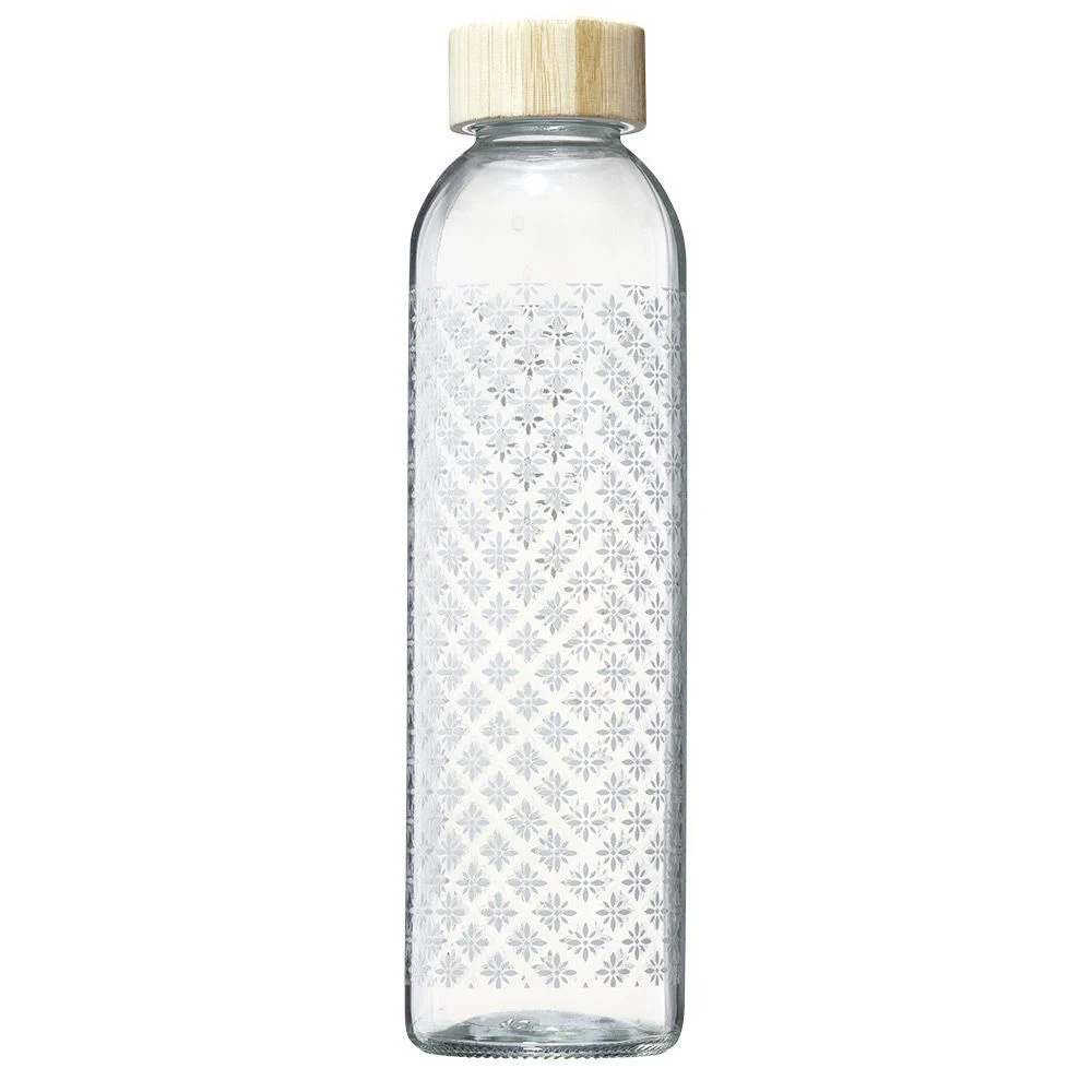 Bouteille en verre 730 ml motif carreau ciment