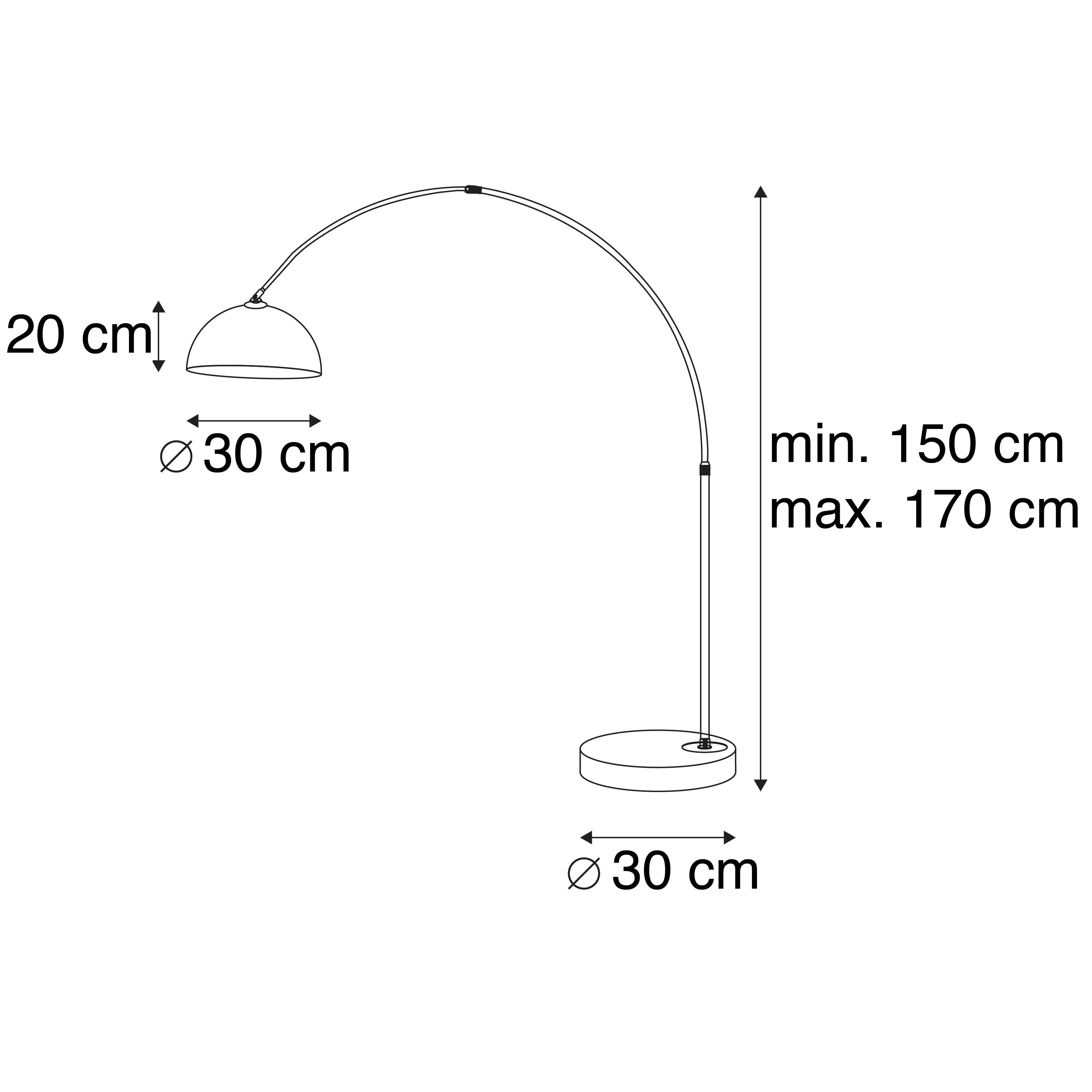 Smart booglamp chroom met witte kap incl. Wifi A60  - Arc Basic