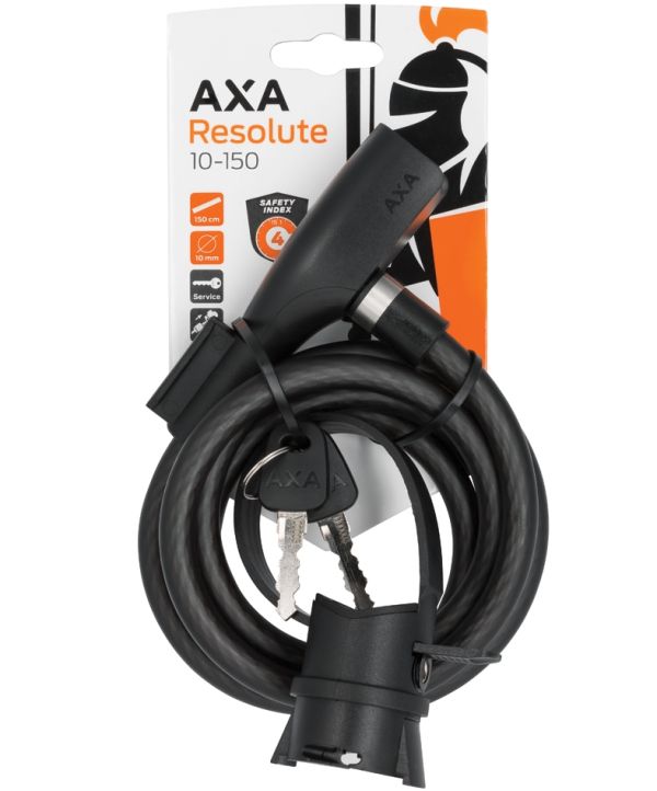 Axa Resolute 10 Spirallås m. Holder, 150 cm