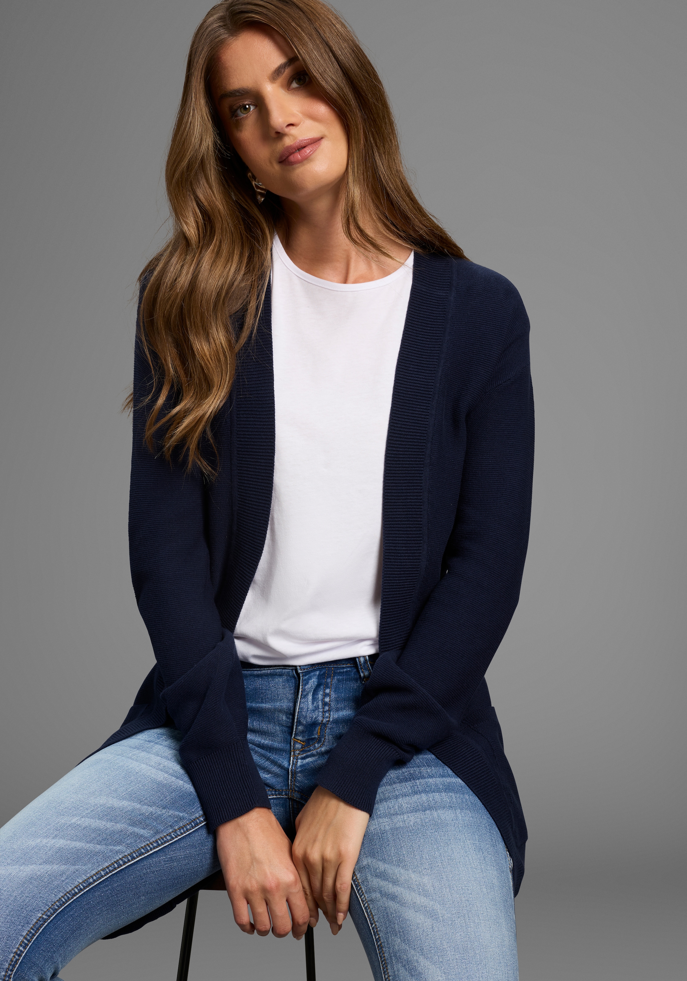 Laura Scott Strickjacke leichte Übergangsjacke mit Taschen