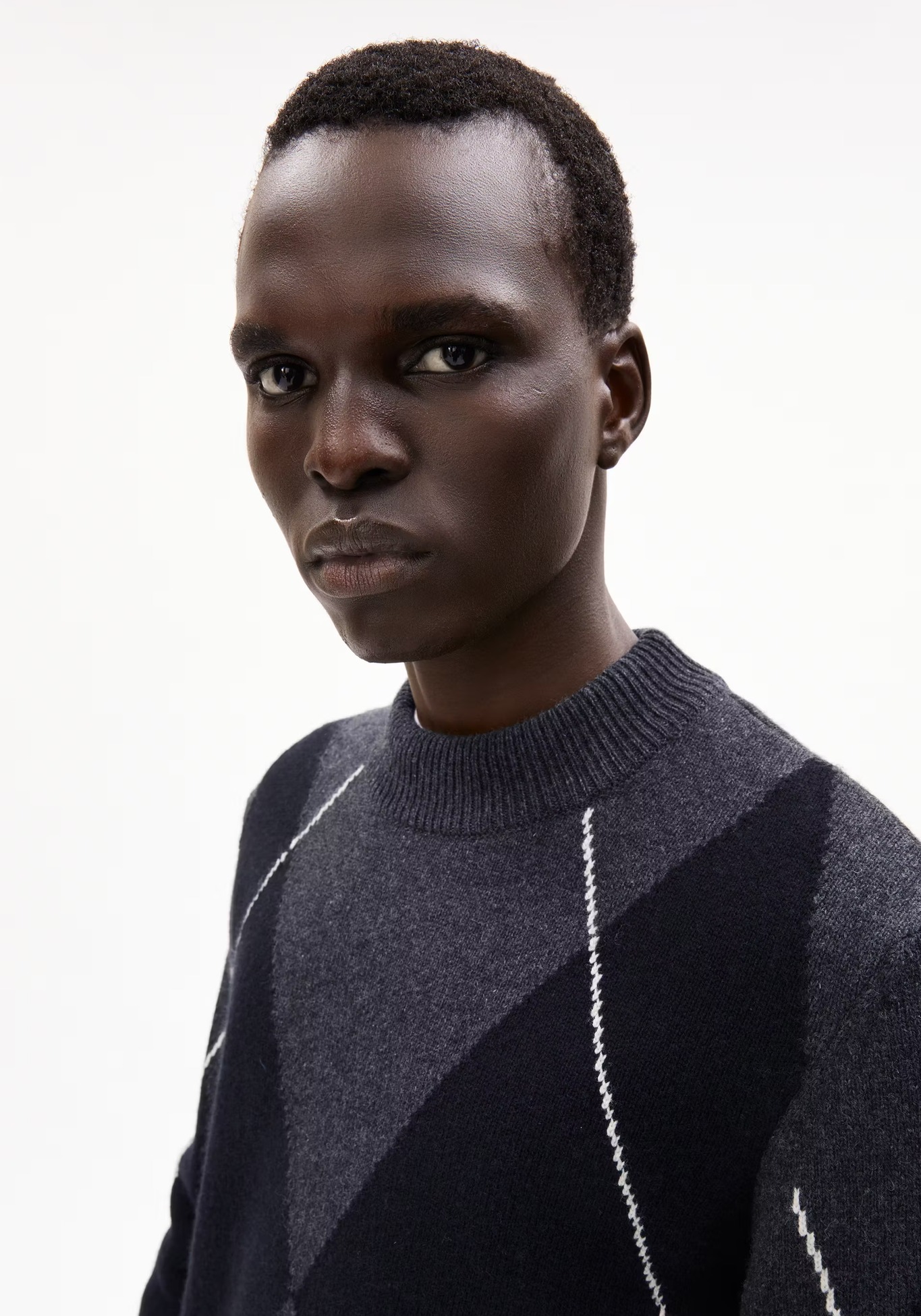 Armedangels Strickpullover Aargelius Steel Melange-Black-Oatmilk