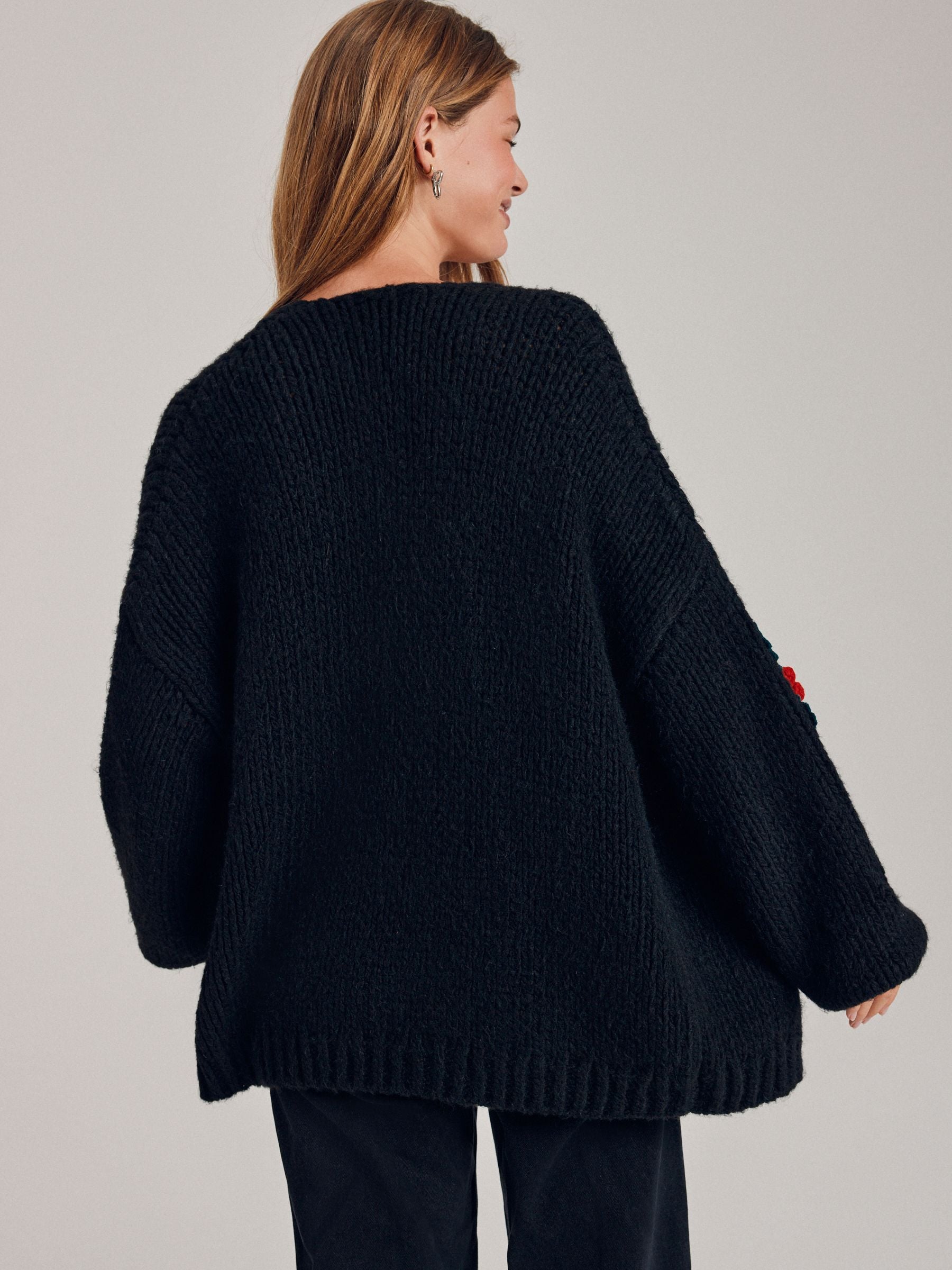 Zwart 3D Holly Chunky - Kerstmis vest