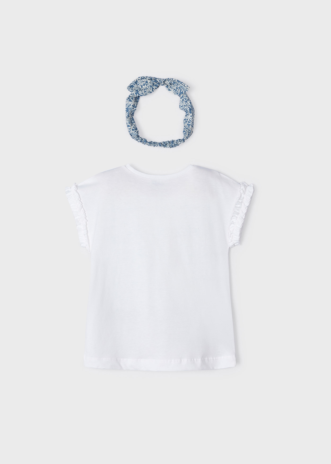 Conjunto de camiseta e faixa de cabelo em algodão sustentável para meninas.