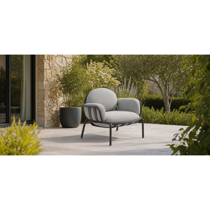 Fauteuil de jardin Joncols en aluminium finition peinture grise