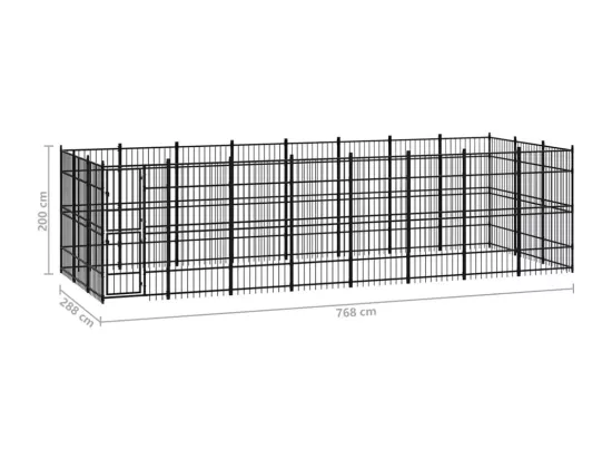 Chenil cage enclos pac noire 768 x 288 x 200 cm 02_0041815