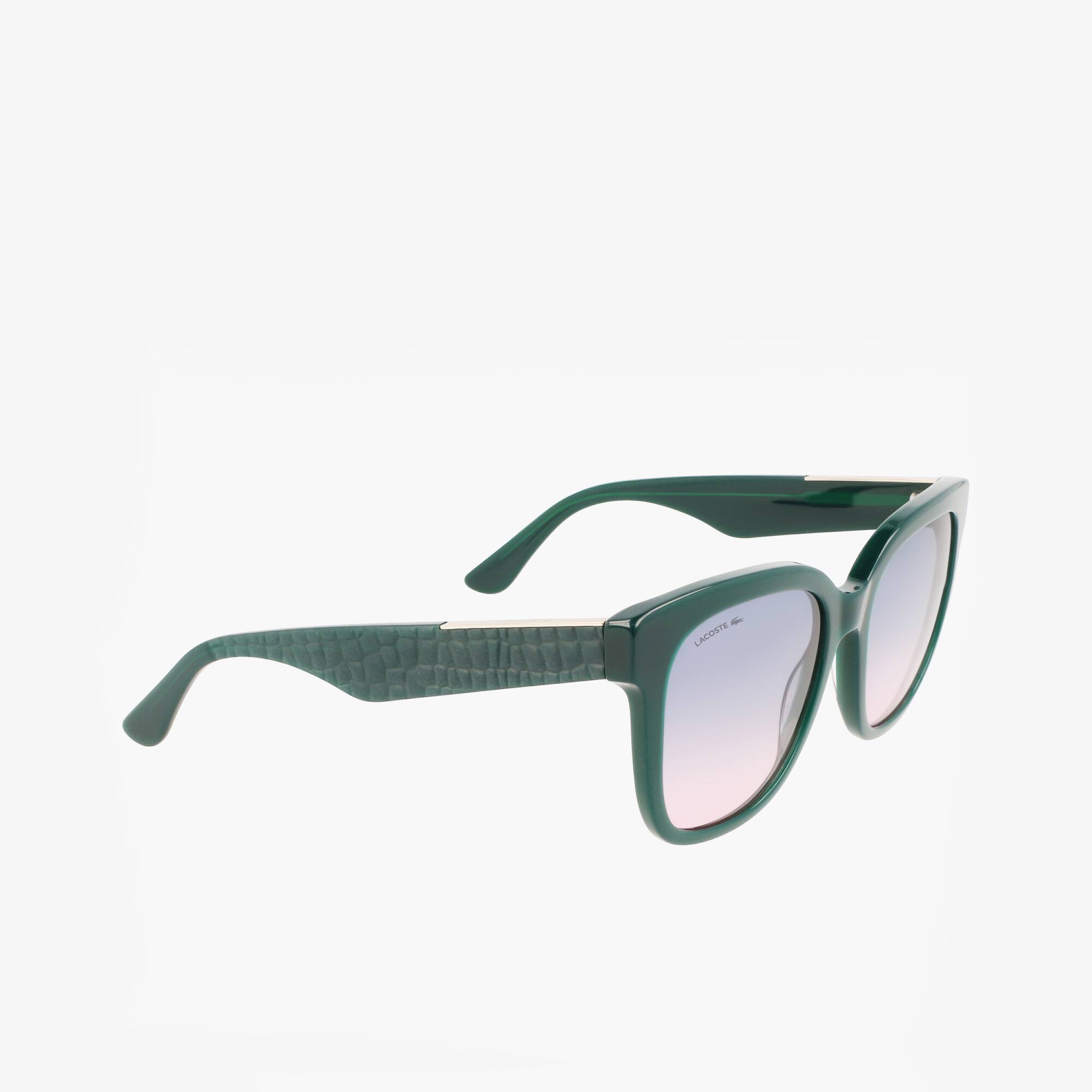 Damen Sonnenbrille rechteckig aus Acetat mit Croco-Haut Sonnenbrillen - Grün - Lacoste - Damen