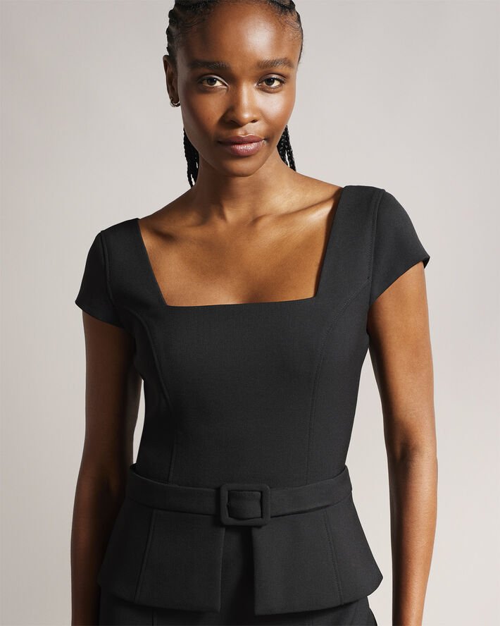 Ted Baker FLEUURR Square Neck Midi Dress With Black