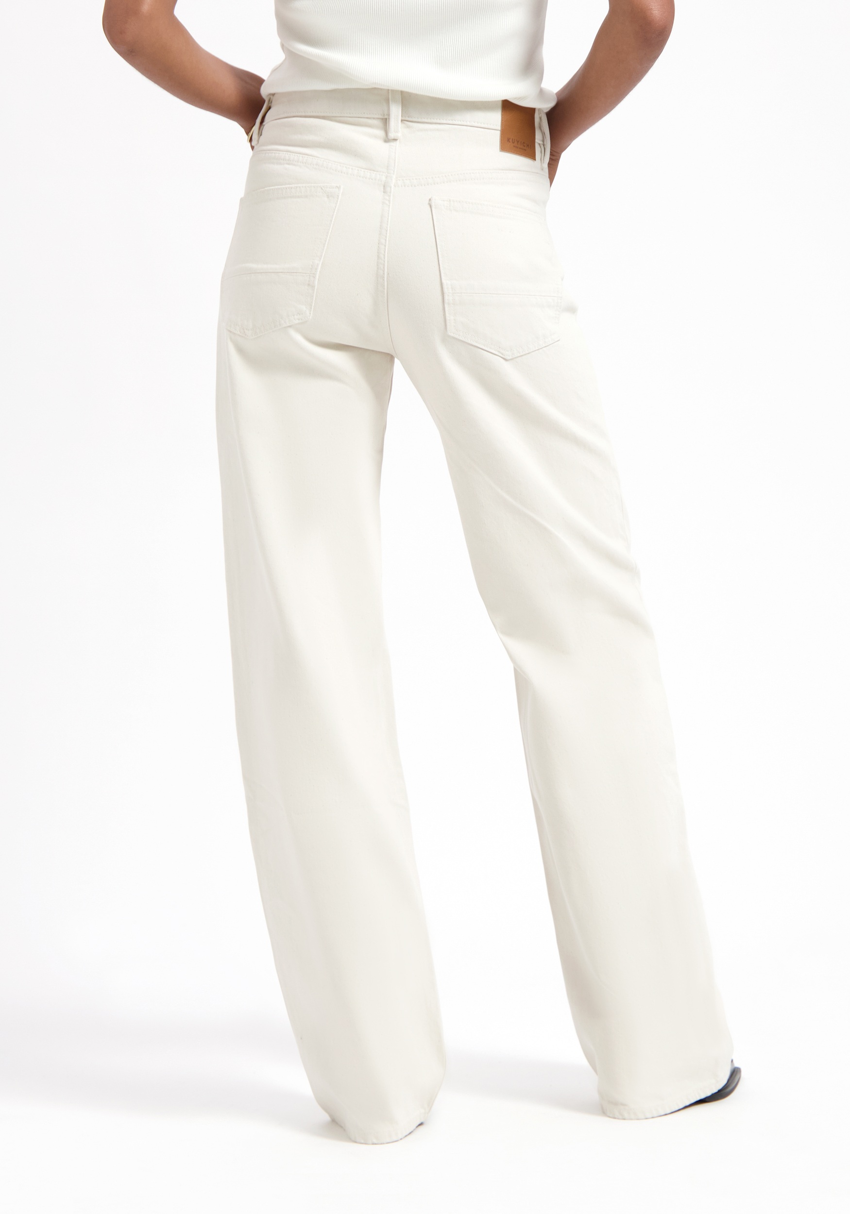 Kuyichi Damen-Jeans Harper Loose Flare Ecru