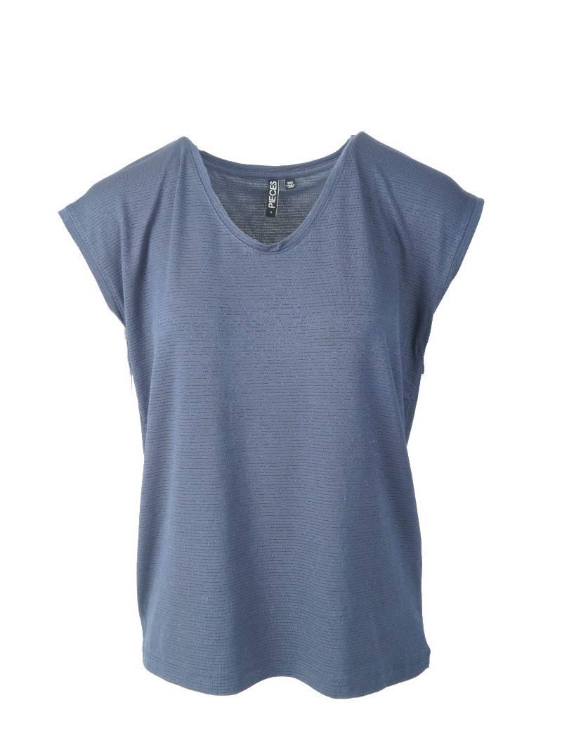 PIECES T-SHIRT LUREX FEMME BILLO OMBRE BLEU