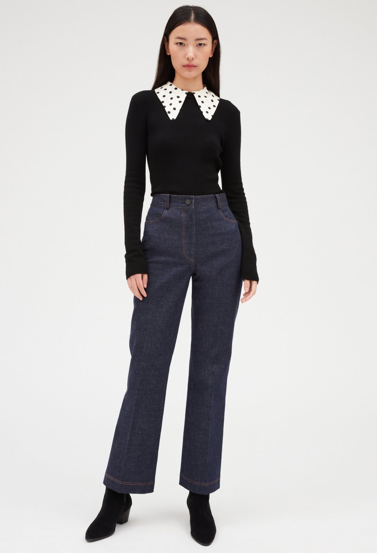 Pull noir double col amovibles