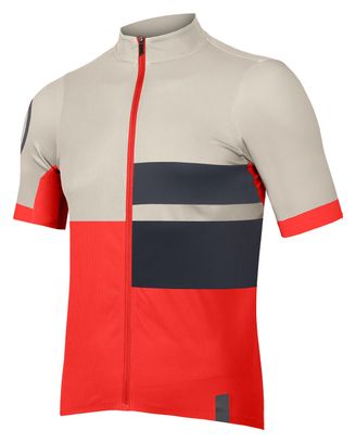 Maillot Manches Courtes Endura FS260 Print Grenade Rouge / Beige