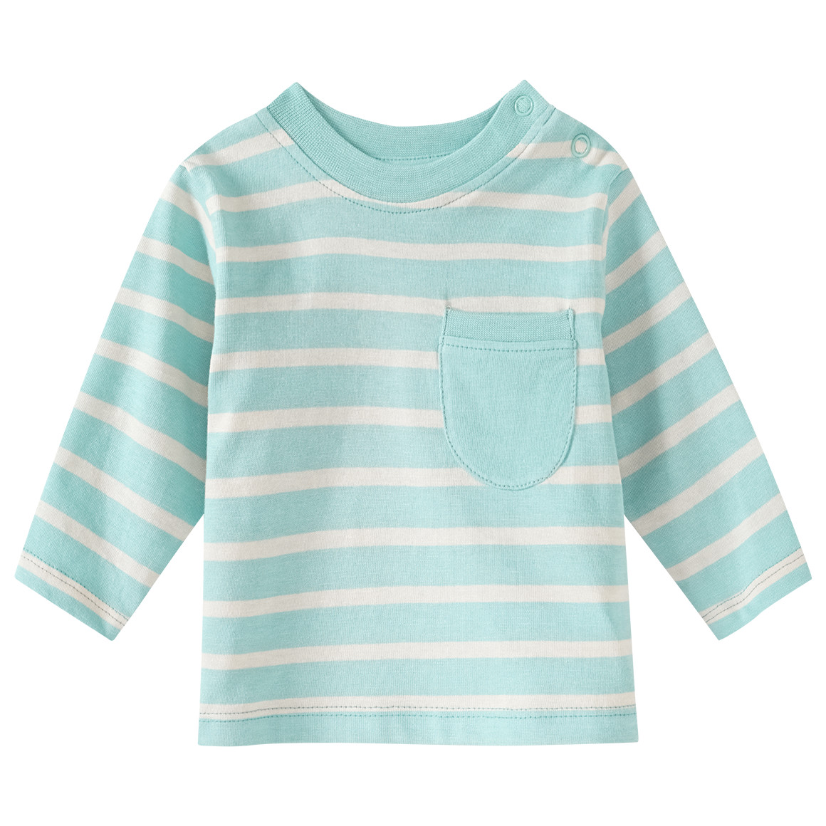 Topomini 2 Newborn Langarmshirts aus Bio-Baumwolle helltürkis / creme