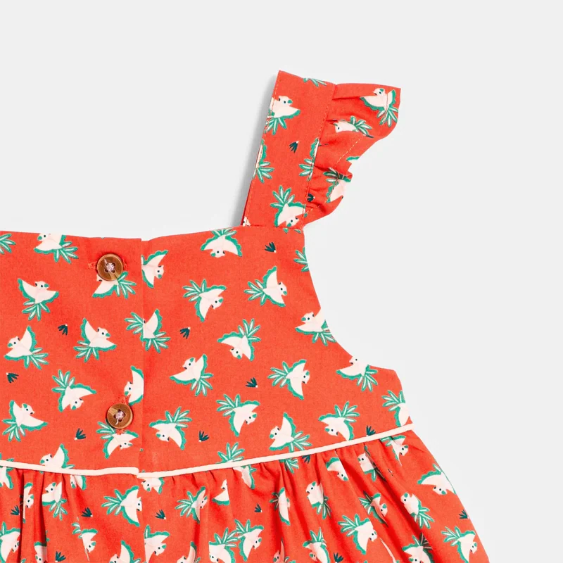 Robe à bretelles graphique et bloomer rouge bébé fille Orange