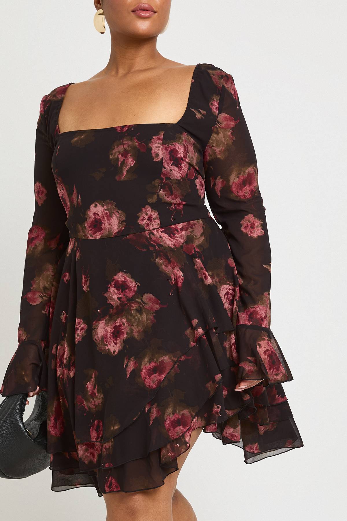 boohoo Robe Patineuse en Mousseline à Imprimé Floral Plus