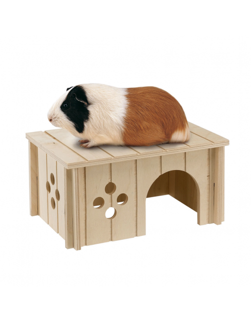 Ferplast Caviahuisje Hout Sin 4645 - Kooi Accessoire - 26x18.5x13.5 cm