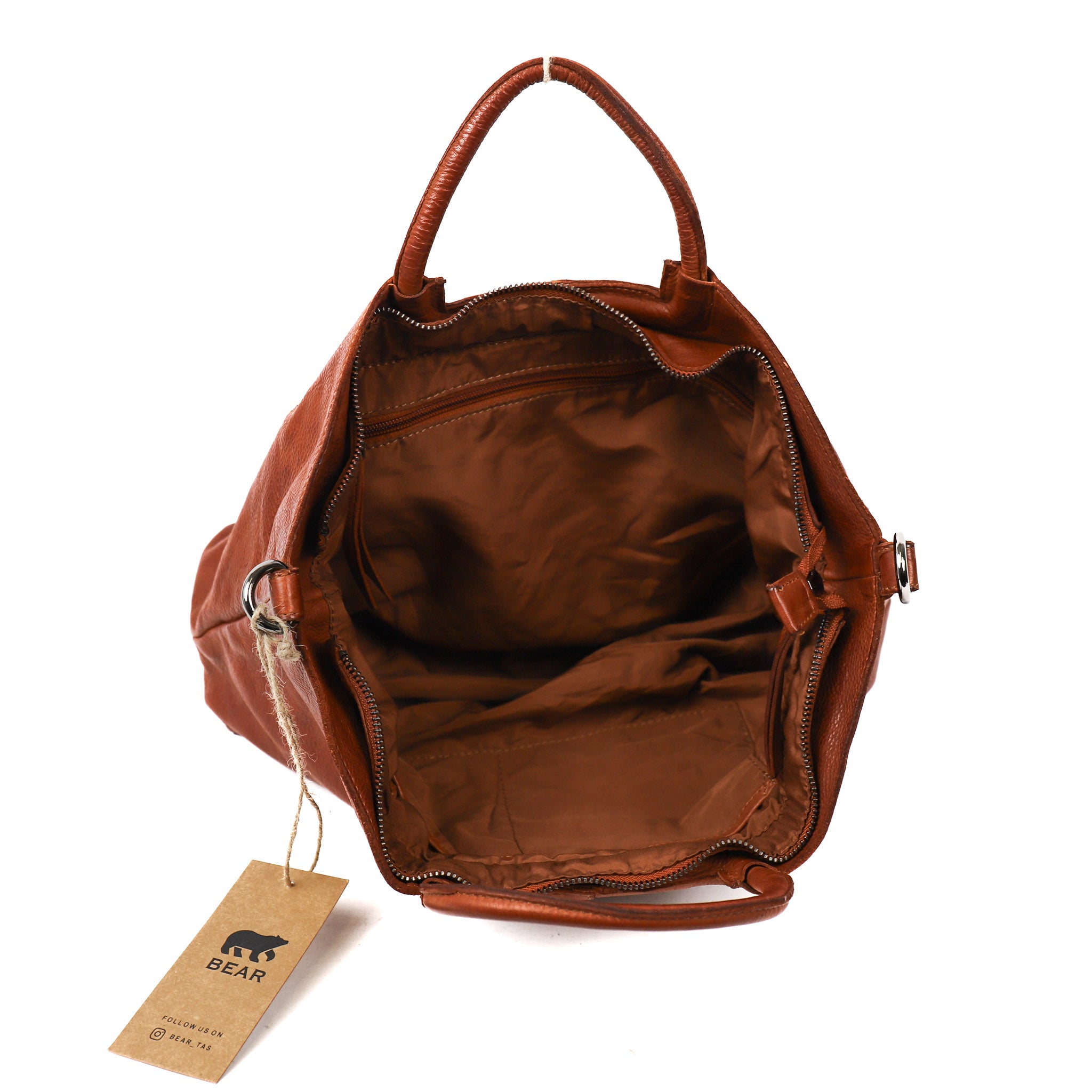Hand-/schoudertas 'Jasmijn' L cognac Cognac