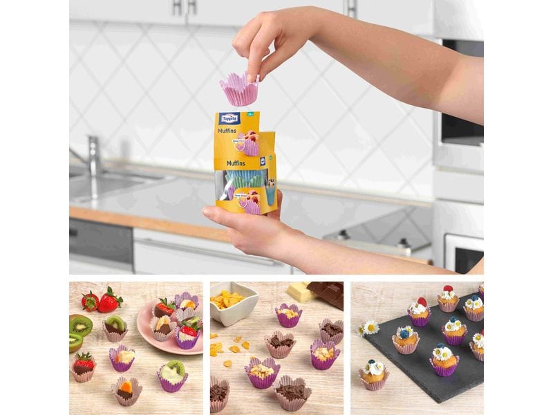 Toppits Muffin Backform Muffins Blütenform 36 Stück Muffin-Papierbackförmchen in Blütenform
