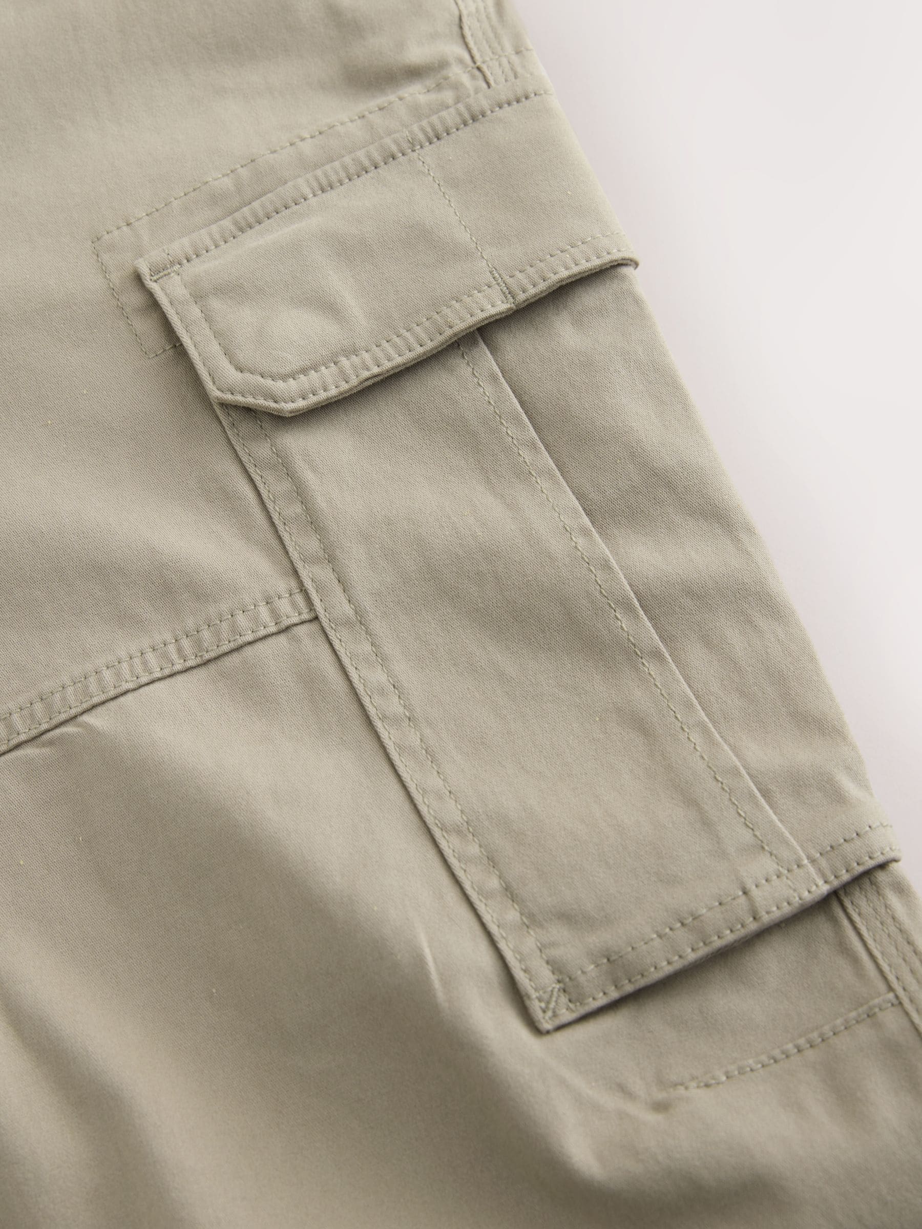 Pastelgeel - Slim Fit - Katoenen cargostretchbroek