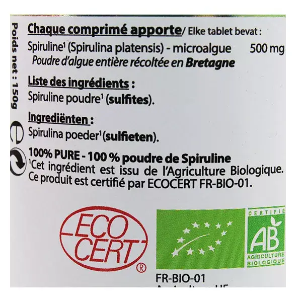 Vit'all+ Spirulina 500mg Orgânica 300 comprimidos