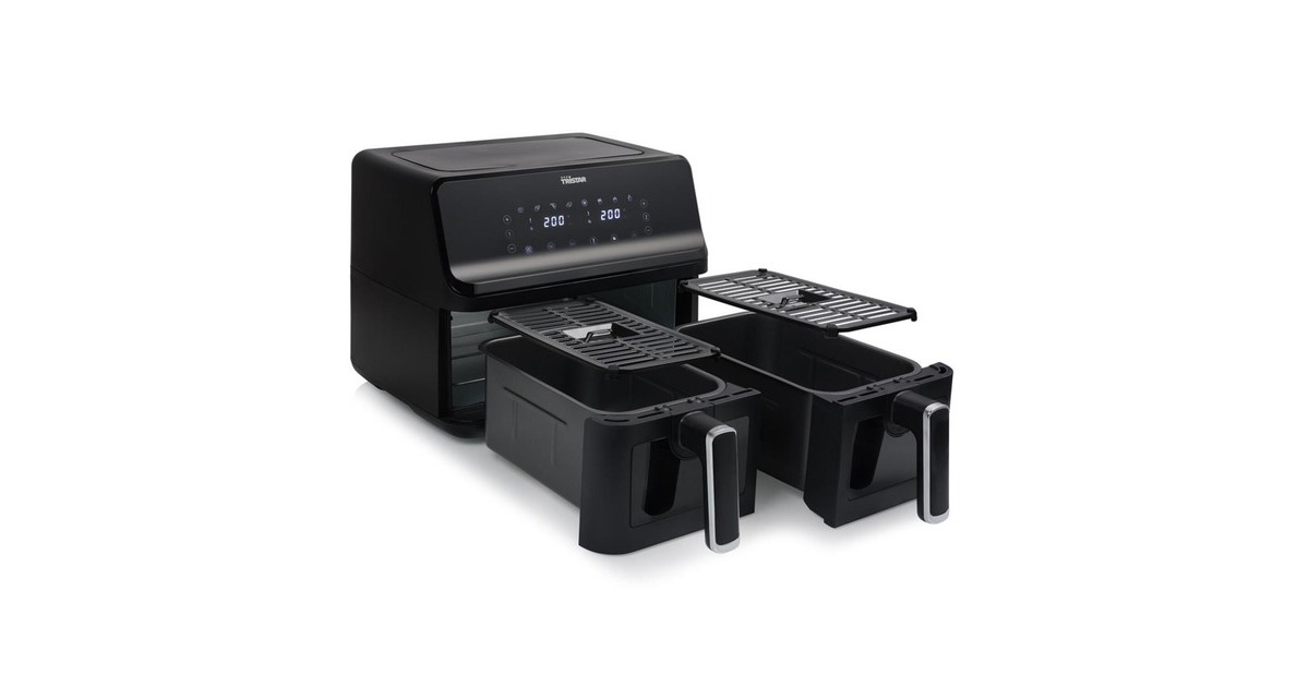 TristarFR-9040 Airfryer met dubbele mand heteluchtfriteuse  (Zwart, 8 liter)