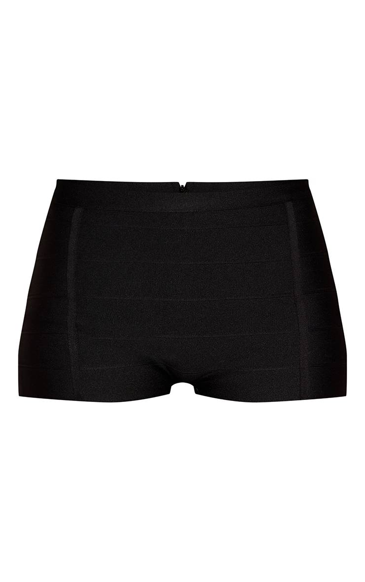 Noir Short Moulant Bandage Taille Haute