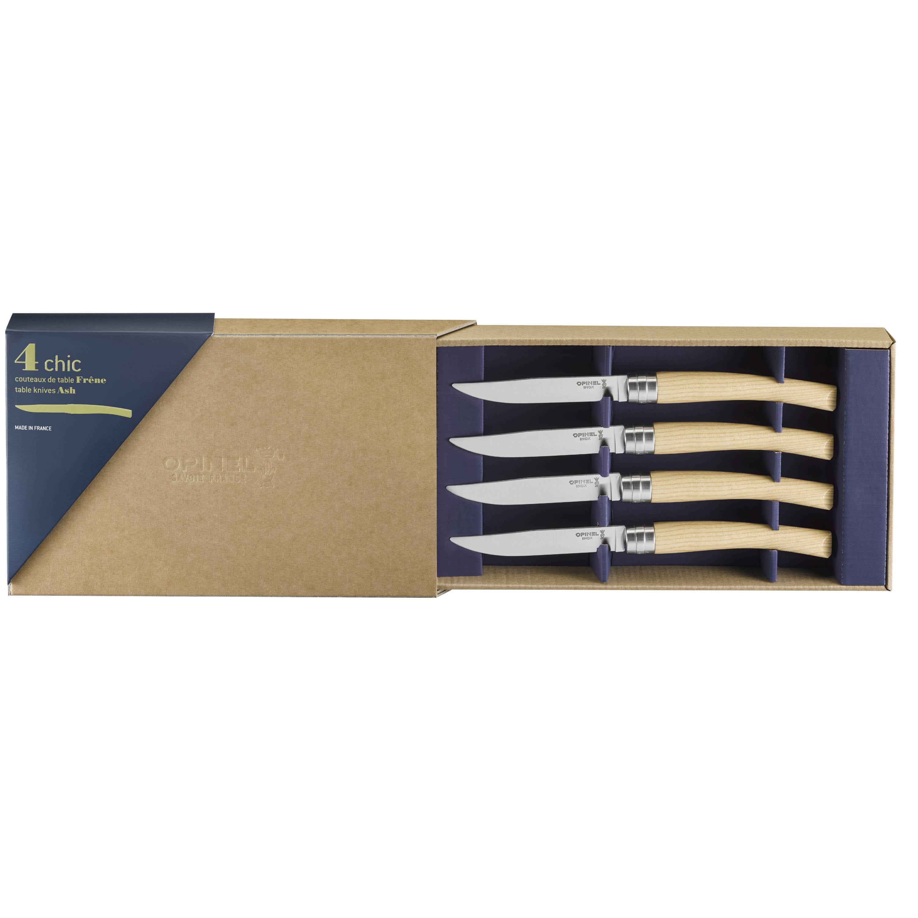 Opinel Table Chic tafelmessenset - 4-delig - essenhout - glad lemmet